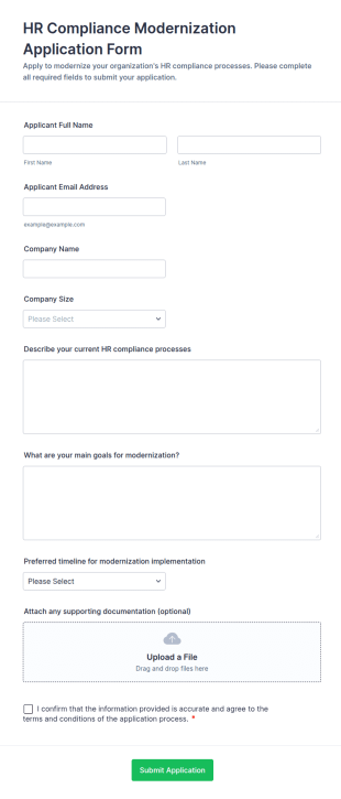HR Compliance Modernization Application Form Template