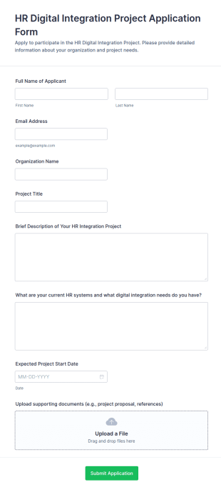 HR Digital Integration Project Application Form Template