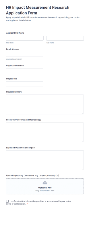 HR Impact Measurement Research Application Form Template