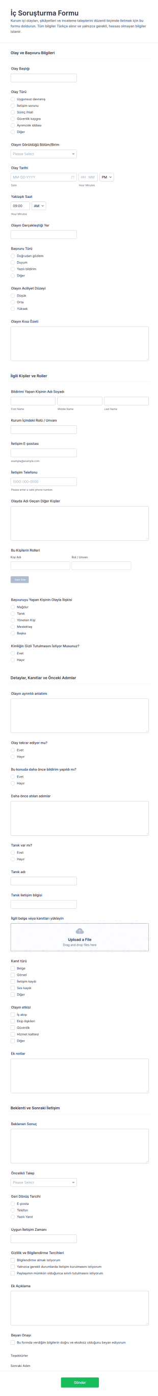 İç Denetim Form Şablonu