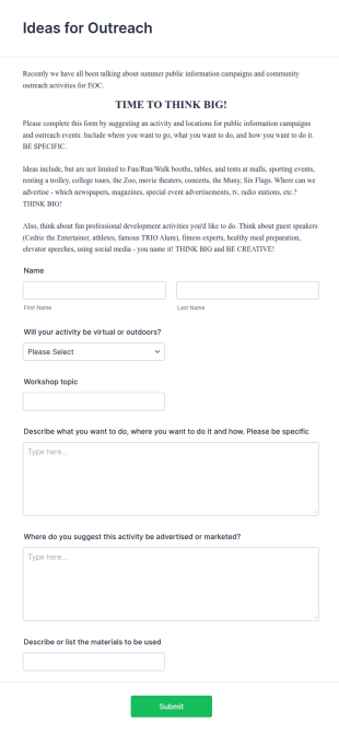 Ideas For Outreach Form Template