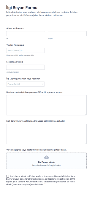 İlgi Beyan Form Şablonu