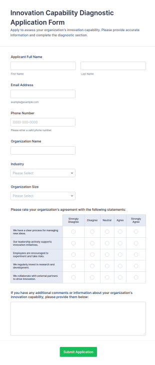 Innovation Capability Diagnostic Application Form Template