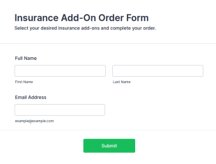 Insurance Add On Order Form Template