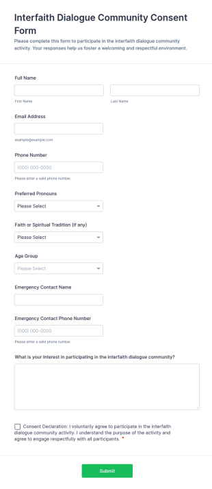 Interfaith Dialogue Community Consent Form Template