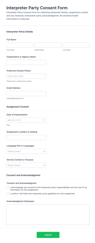Interpreter Party Consent Form Template