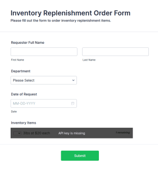 Inventory Replenishment Order Form Template