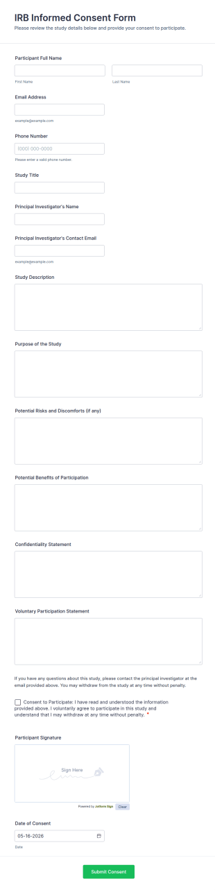 IRB Informed Consent Form Template
