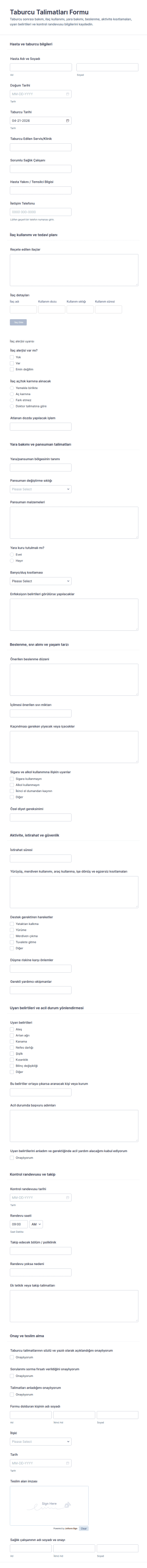 İşten Ayrılma Talimatları Anketi Form Şablonu
