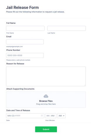 Jail Release Form Template