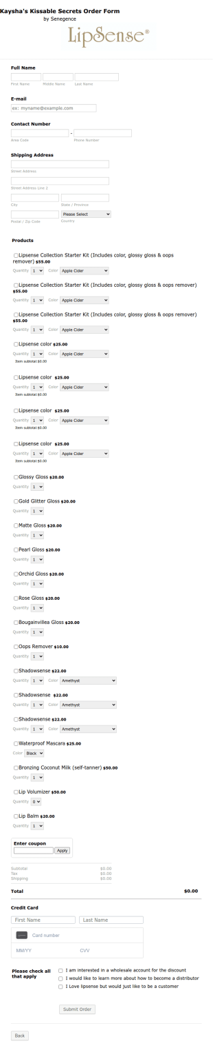 Makeup Order Form Template