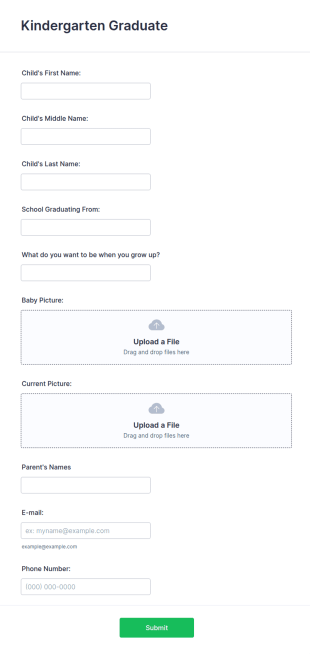 Kindergarten Graduation Information Form Template