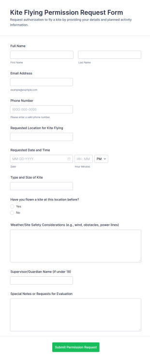 Kite Flying Permission Request Form Template