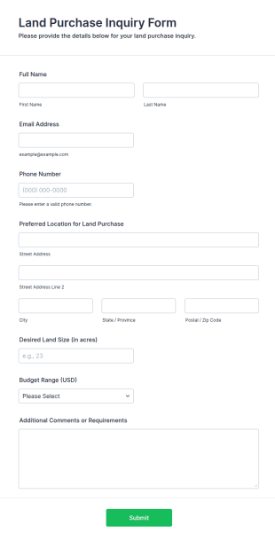 Land Purchase Inquiry Form Template