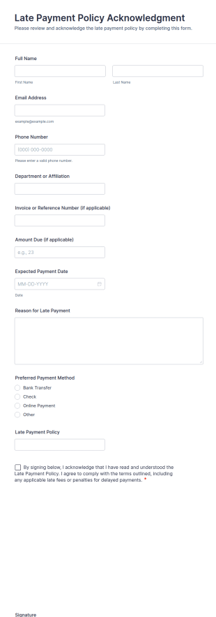 Late Payment Policy Acknowledgment Form Template