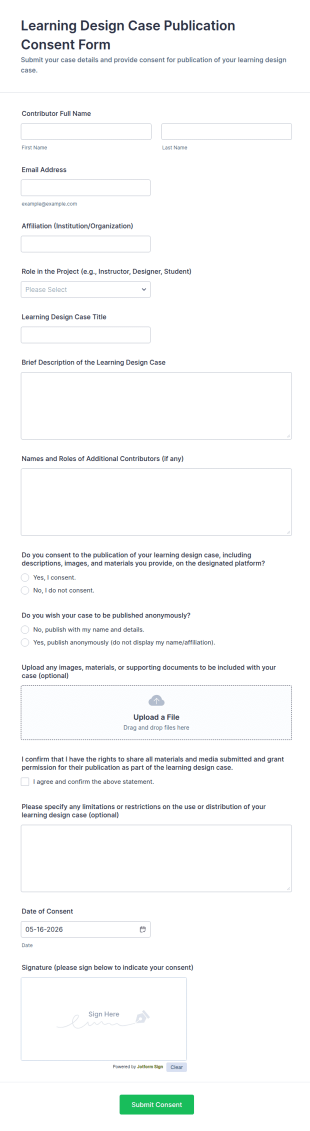 Learning Design Case Publication Consent Form Template