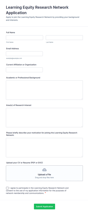 Learning Equity Research Network Application Form Template