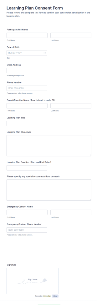Learning Plan Consent Form Template