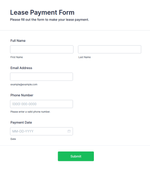 Lease Payment Form Template