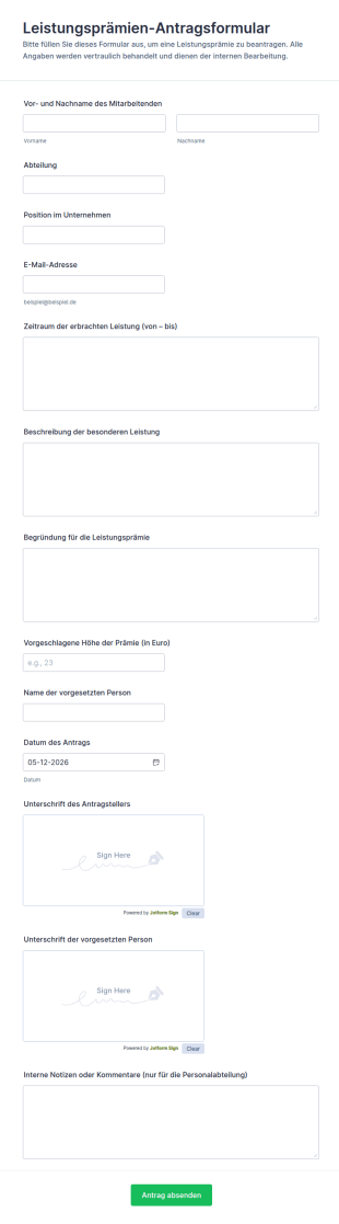 Leistungsprämienantrag Formular 🎁✨