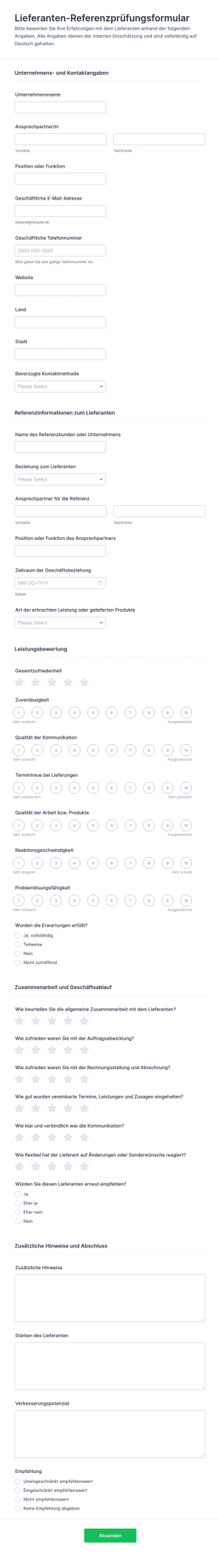 Lieferantenreferenzprüfung Umfrage