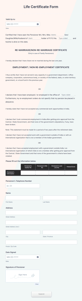  Life Certificate Form Template