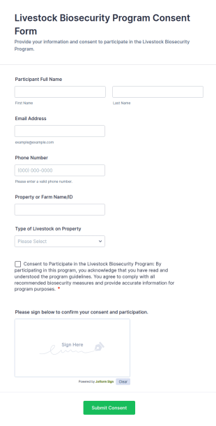 Livestock Biosecurity Program Consent Form Template