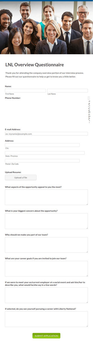 LNL Interview Questionnaire Form Template