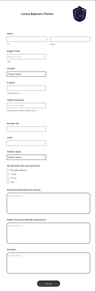Lonca Başvuru Form Şablonu