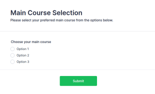 Main Course Selection Form Template