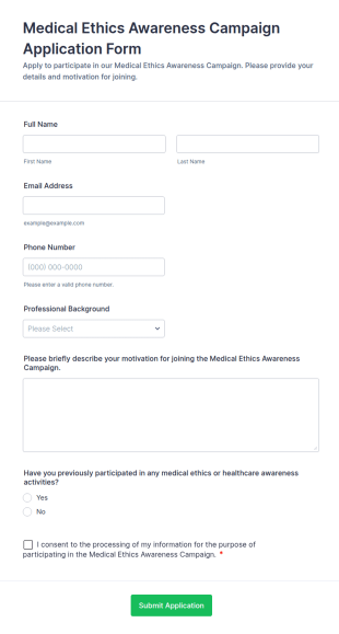 Medical Ethics Awareness Campaign Application Form Template