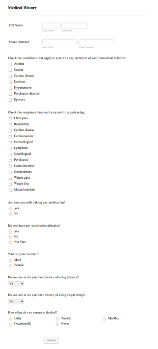 Medical History Form Template