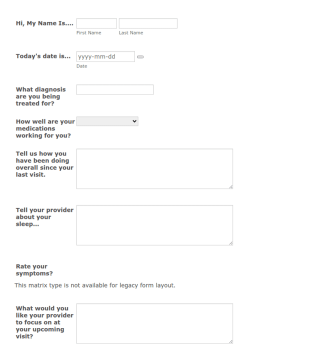 Medication Management Questionnaire Form Template