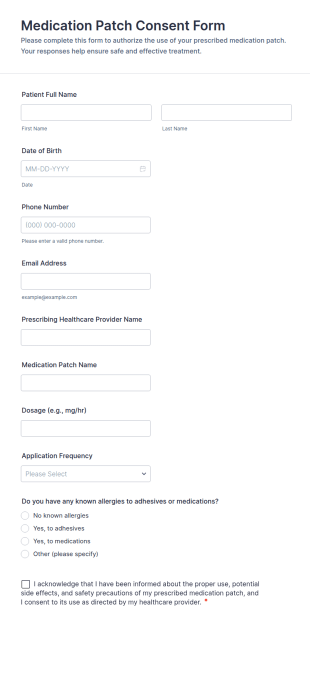 Medication Patch Consent Form Template
