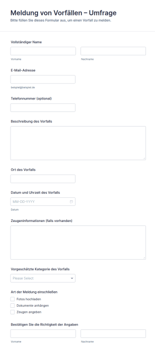 Meldung Von Vorfällen – Umfrage