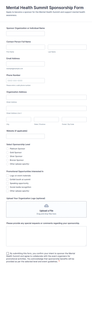 Mental Health Summit Sponsorship Form Template