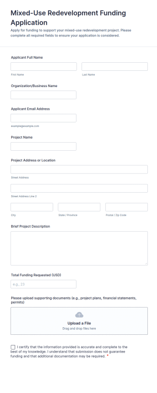 Mixed Use Redevelopment Funding Application Form Template
