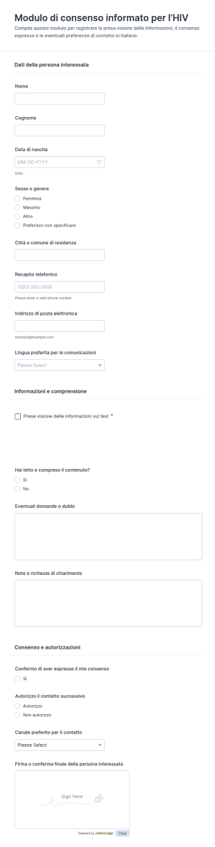 Modulo Di Consenso HIV