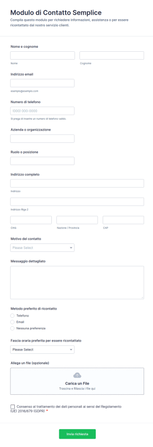 Modulo Di Contatto Semplice