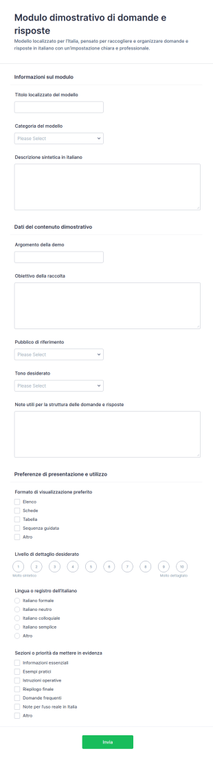 Modulo Di Domande E Risposte Demo