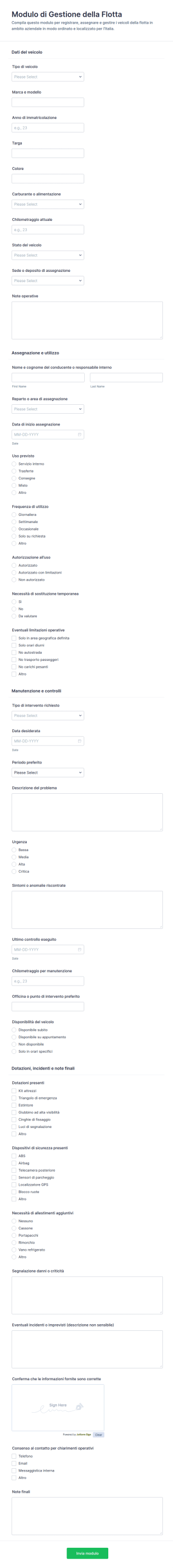 Modulo Di Gestione Flotte