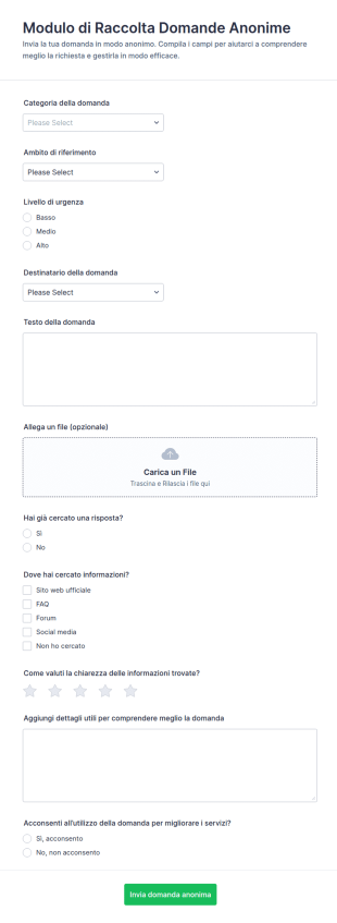 Modulo Di Invio Domanda Anonima