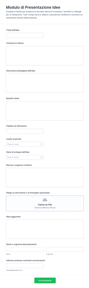Modulo Di Proposta Di Idee