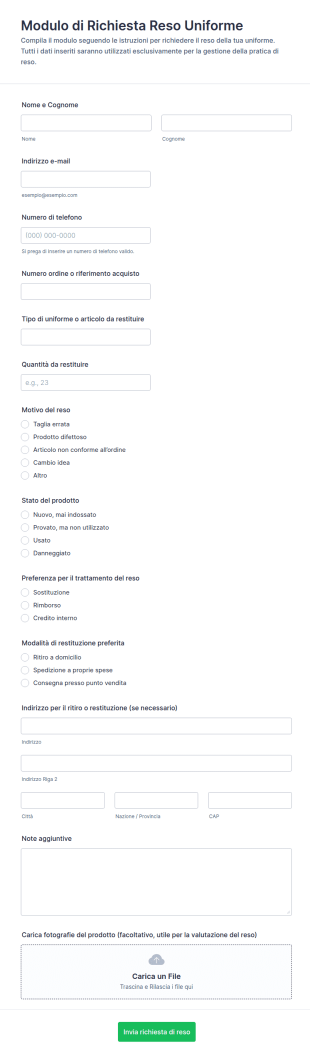 Modulo Di Restituzione Uniforme