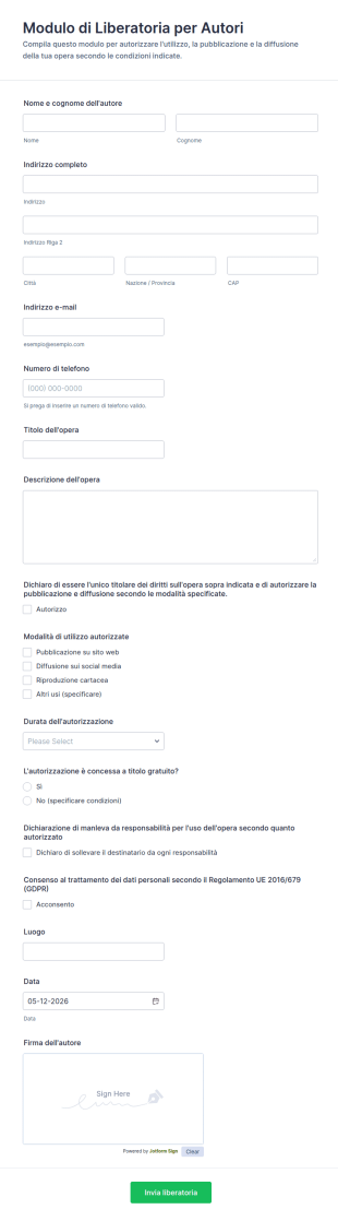 Modulo Di Rilascio Autorizzativo