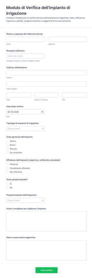 Modulo Di Verifica Dell'Irrigazione