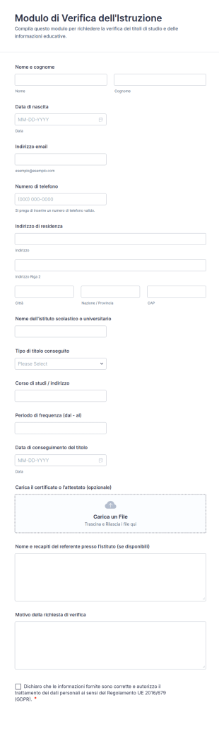 Modulo Di Verifica Dell'Istruzione