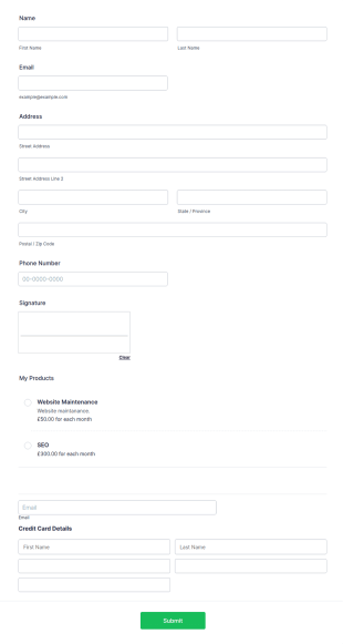 Monthly Payment Submission Form Template