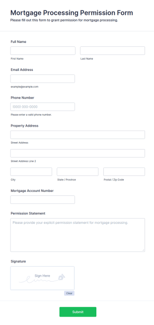 Mortgage Processing Permission Form Template