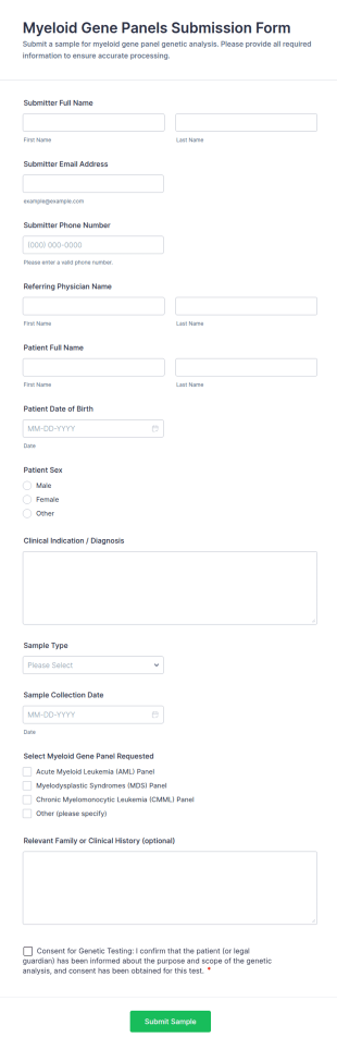 Myeloid Gene Panels Submission Form Template